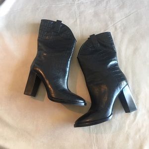 Sigerson Morrison Croc Embossed pull-on mid boot