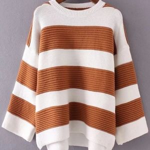 Color Block Striped Knit Sweater