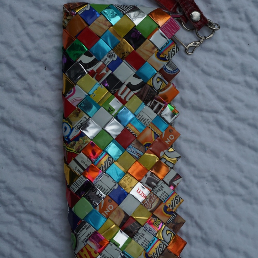 Boho candy wrapper clutch handbag dress up or down