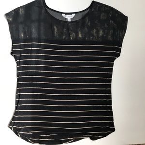Black & gold stripe mineral wash tee