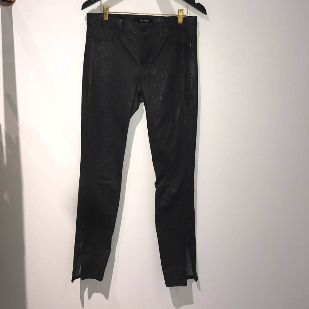 J BRAND MID RISE LEATHER SKINNY