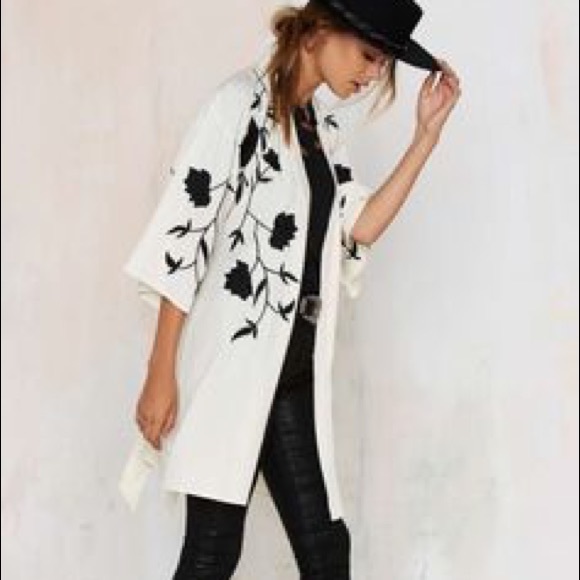 Ark & Co Sweaters - Flower Embroidered kimono robe