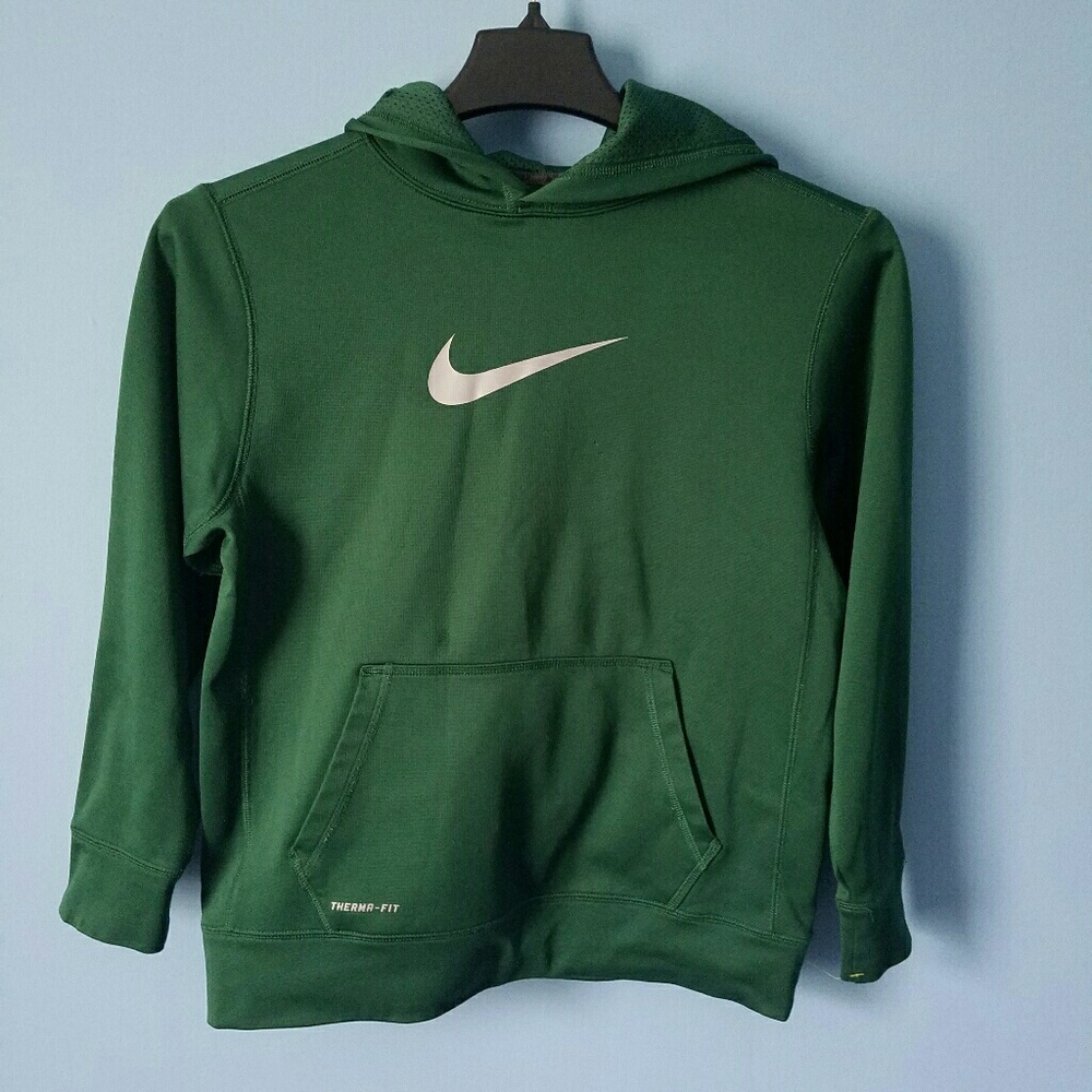 Large Mens Nike Green Sweater Hoodie Therma Fit