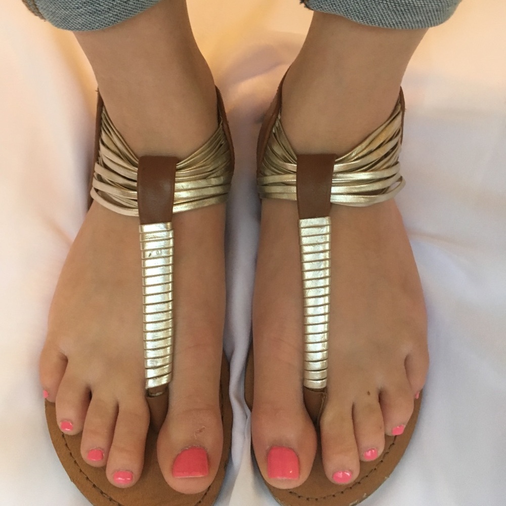 Forever 21 Brown and Silver Sandals size 6.5