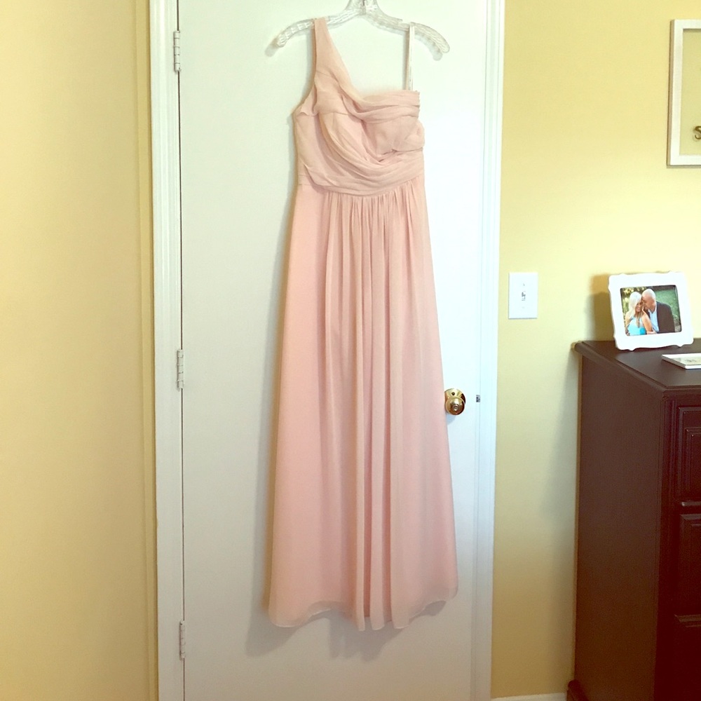 Petal Pink Bill Levkoff bridesmaid dress