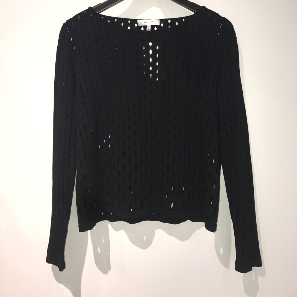 MILLY POINTELLE HOLE PULLOVER