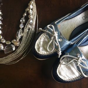 RARE Sperry TopSider Metallic Blue Boat Shoe