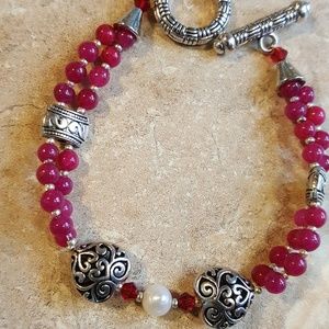 GENUINE NATURAL RAW-CUT RUBY PLUS-SIZED BRACELET