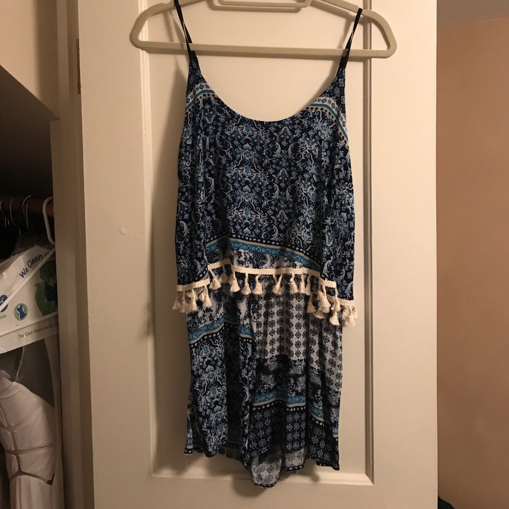 Patterned romper with embellishments