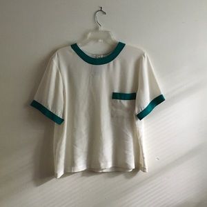 Silky vintage retro semi-sheer tee w/ accent