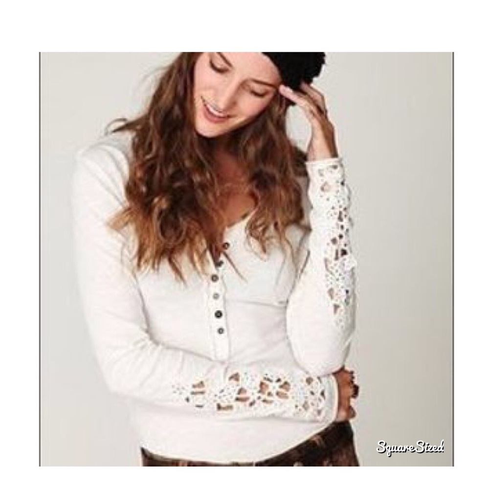NWOT Free people white lace shirt