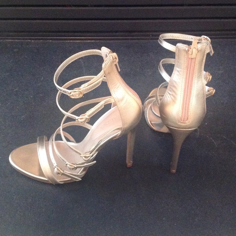 Strappy gold heels