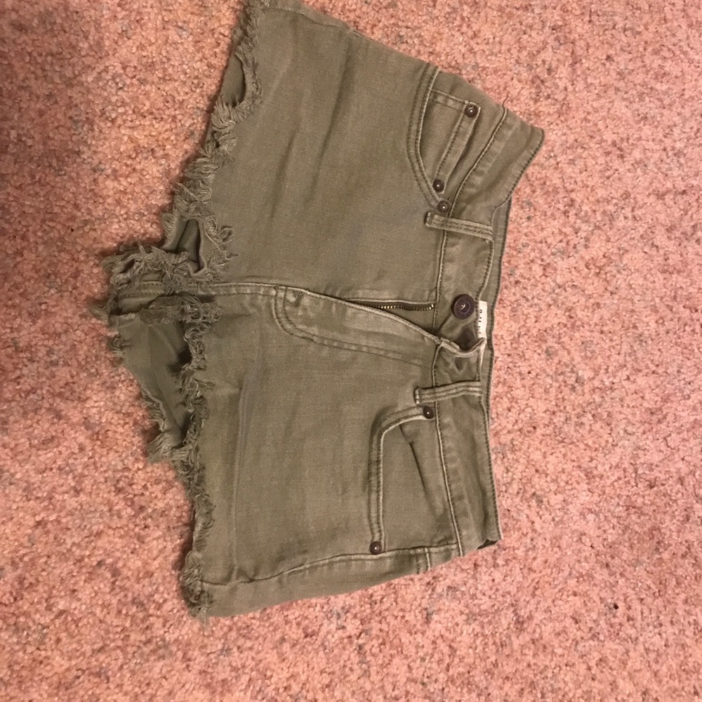 Bullhead Green Denim Shorts