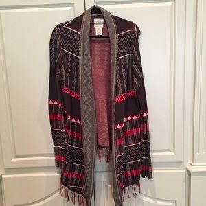 Fringe patterned cardigan