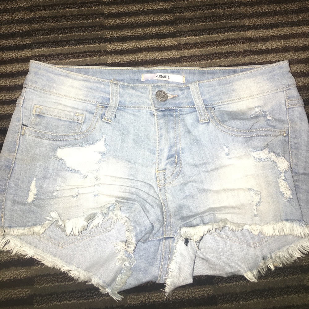Klique B Distressed Jean Shorts