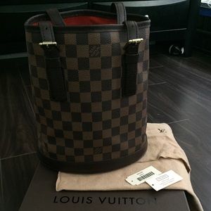 💯 Authentic LV Damier Bucket Bag