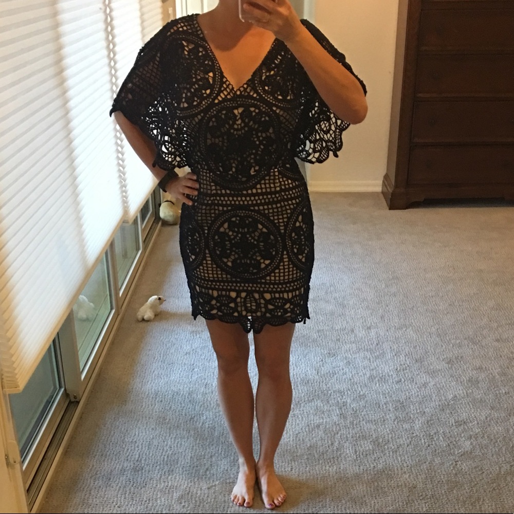Classy navy blue lacy dress