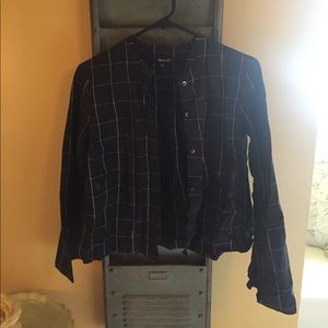 Madewell checked blouse with flare sleeves