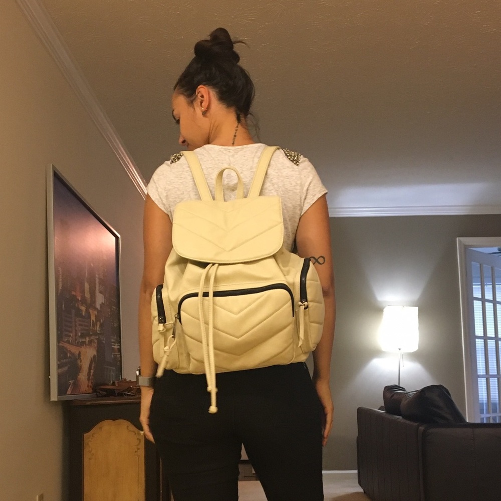 Steven madden cream backpack faux leather