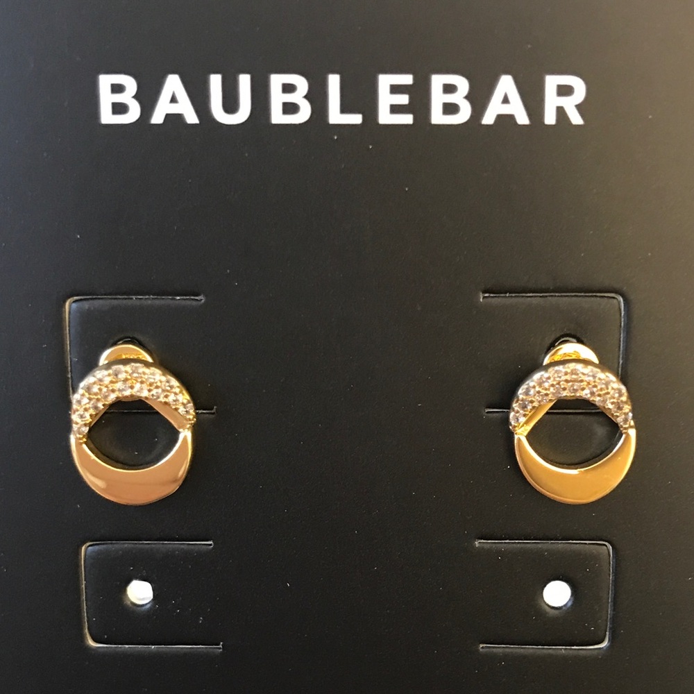 BRAND NEW gold moon earrings with back jacket