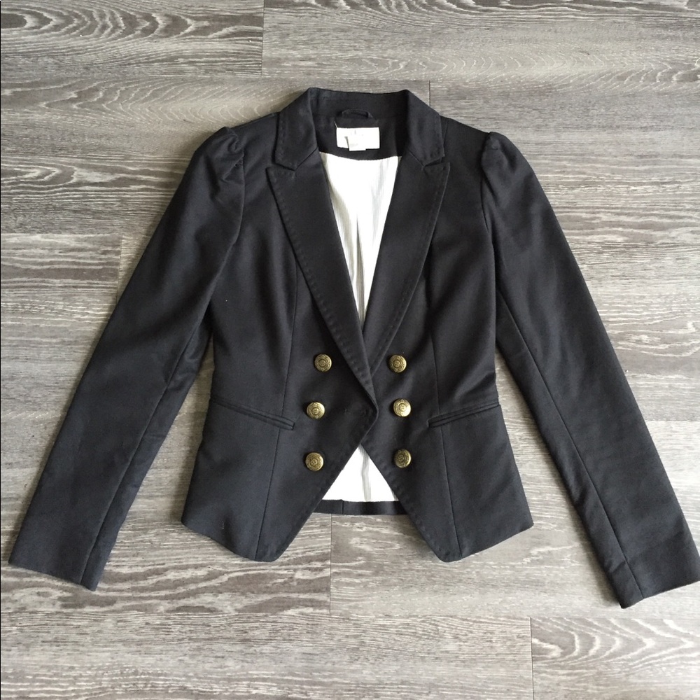H&M black blazer w/ antiqued bronze buttons