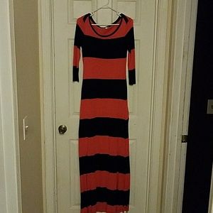 GAP Pink & Blue Striped Maxi Dress (Small Tall)