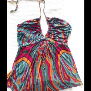 T-Bags multicolor braided halter top
