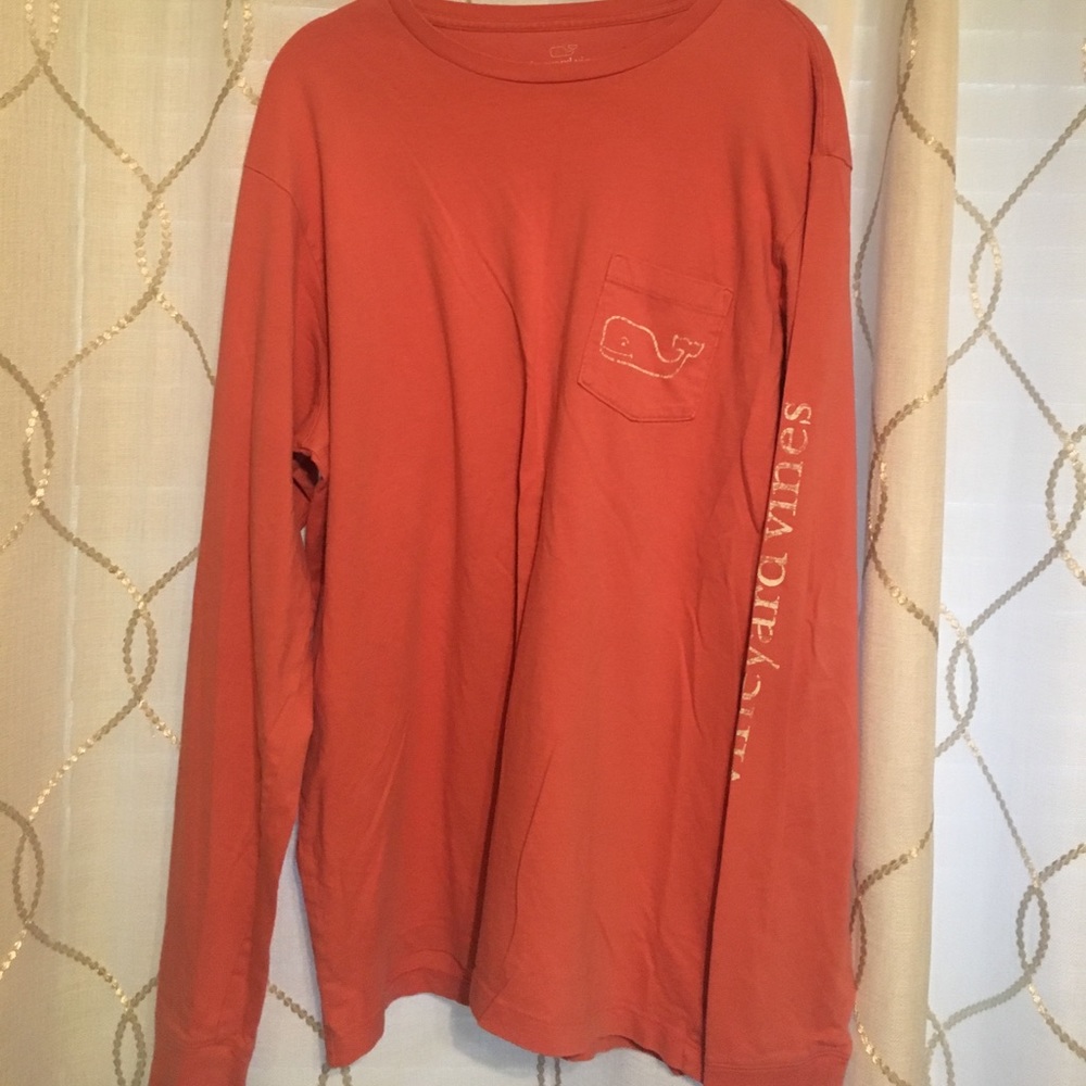 Pink Vineyard Vines long sleeved pocket tee