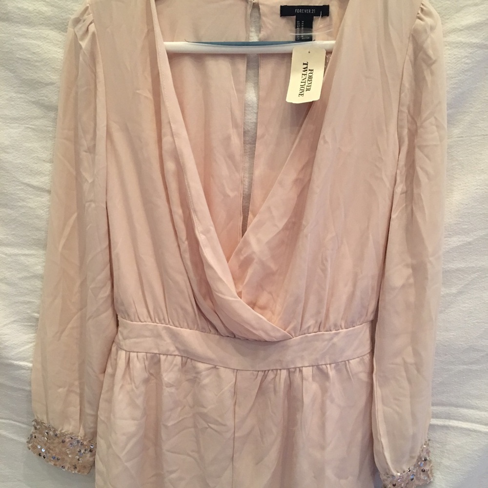 Pink Sequin Sleeve Romper