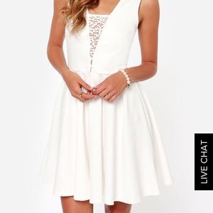 LULUS LACE INSERT WHITE DRESS. size small