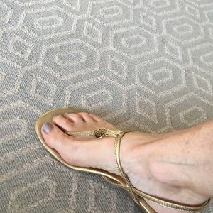 Tory Burch gold wedge sandals