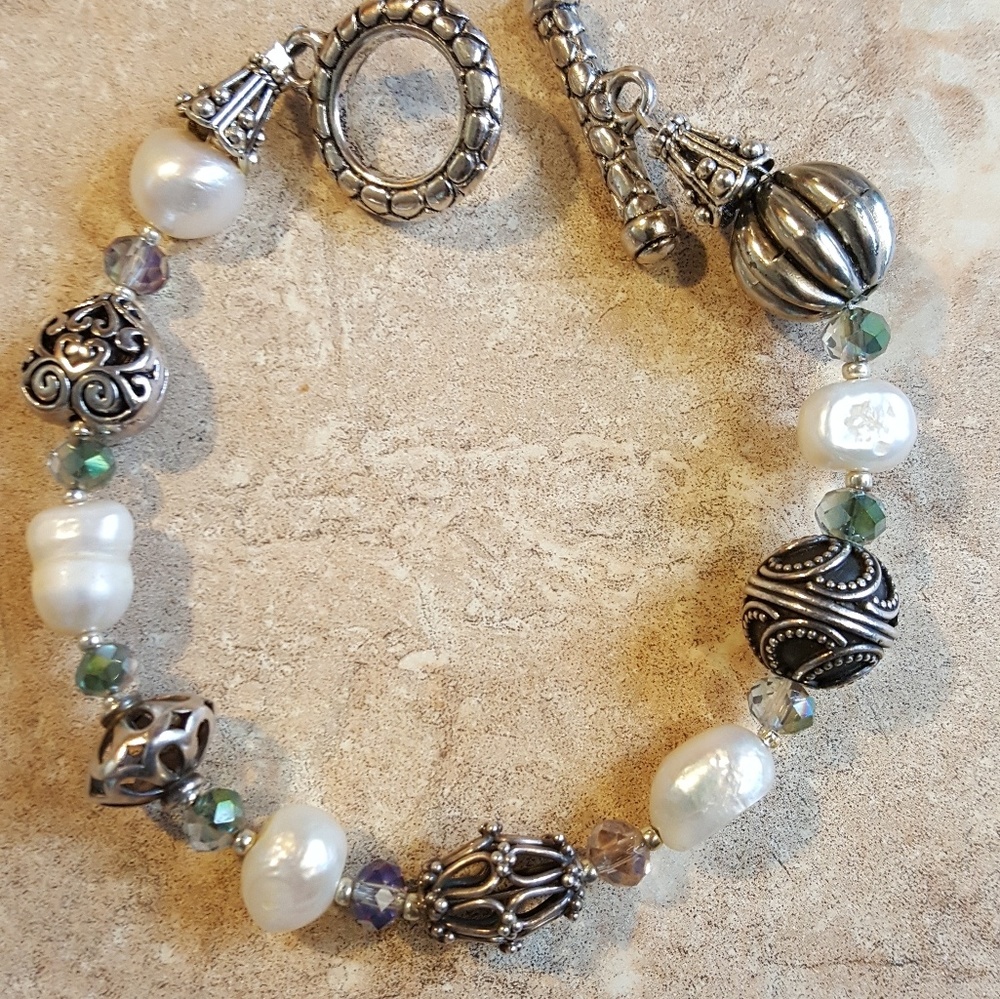 SOLD! Sterling Silver/Pewter Plus-Sized Bracelet