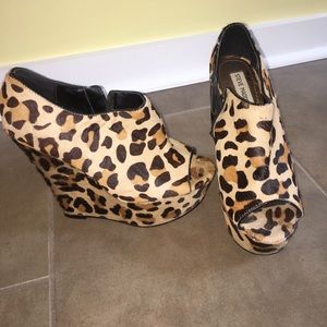 Steve Madden Cheetah Fur Wedges