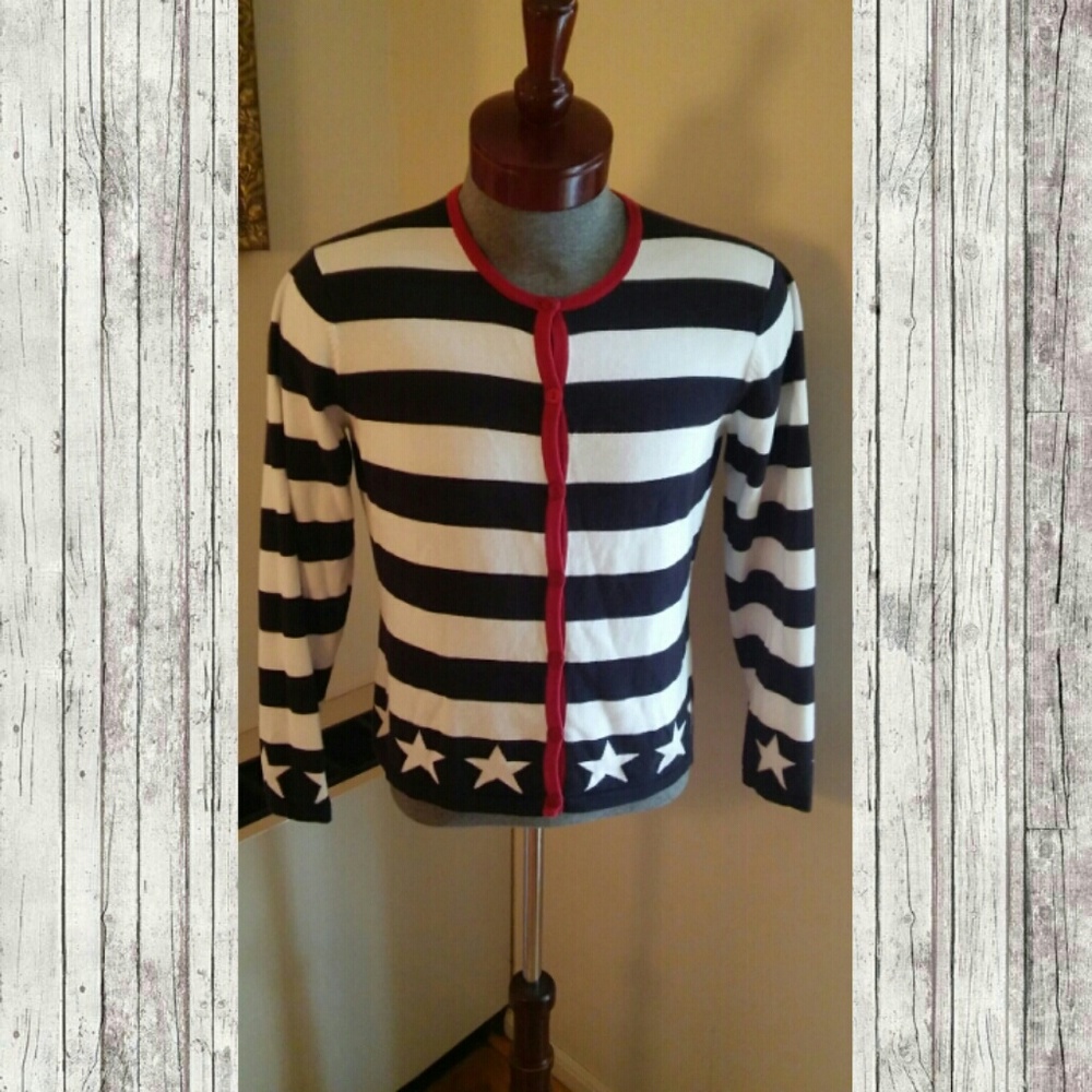 SOLD! TALBOTS Petites Stars Cardigan Medium