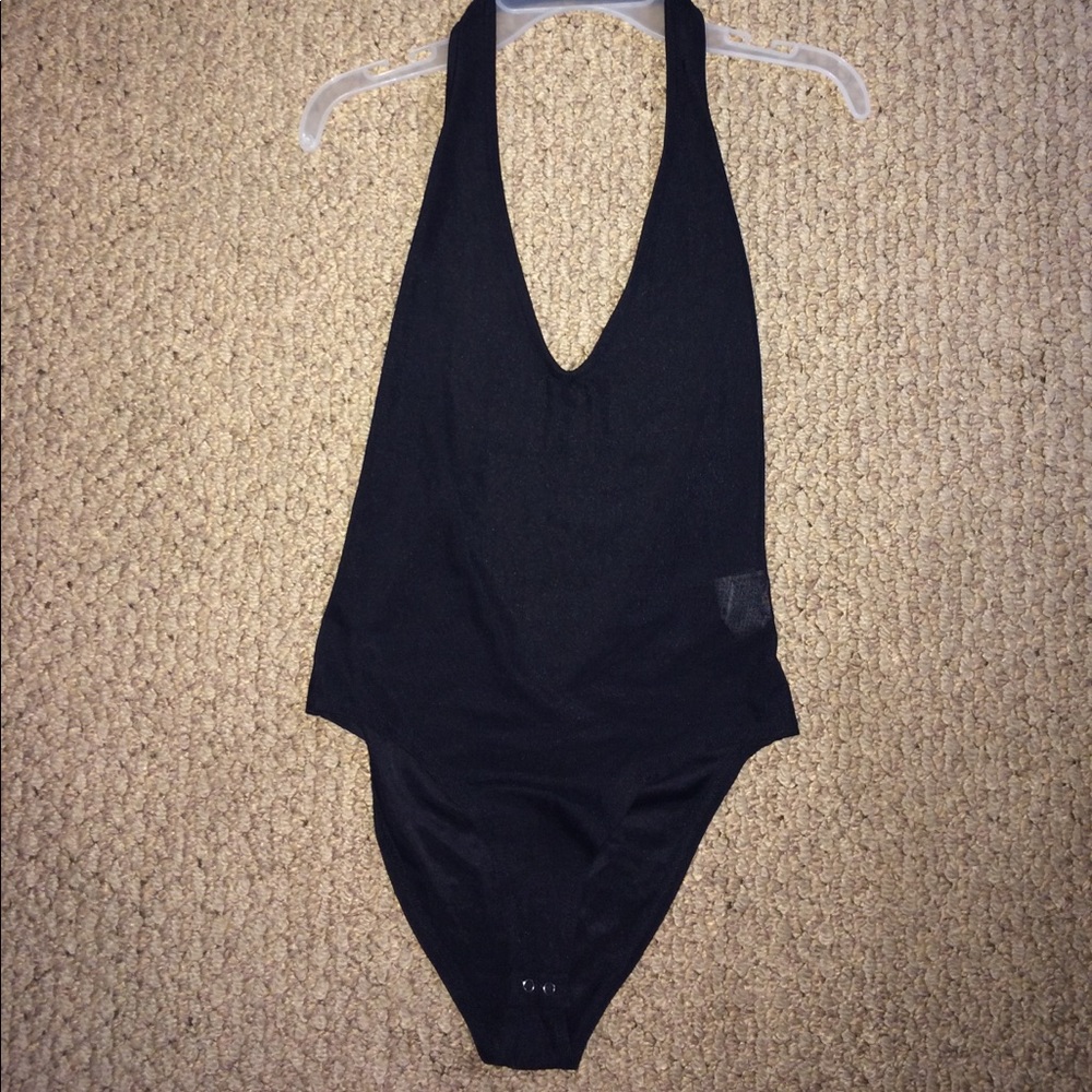 Black halter top body suit.
