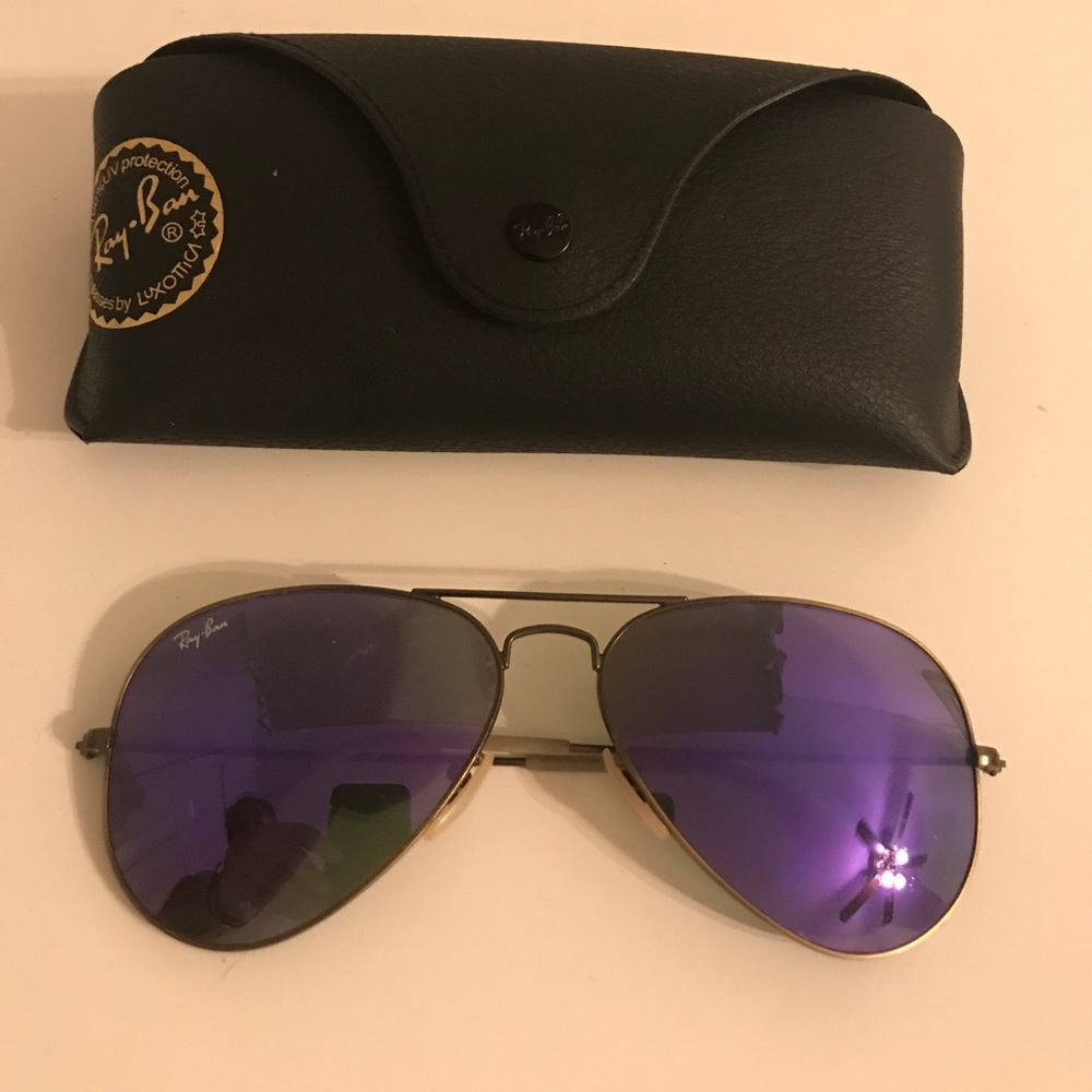 Purple reflective real Ray Bans