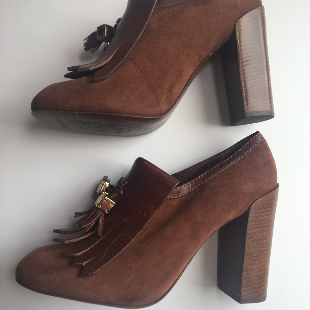 Tory Burch brown suede tassel loafer