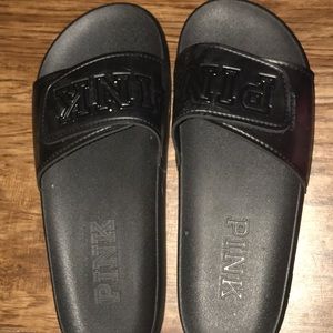 Victoria's Secret PINK slides, color black.