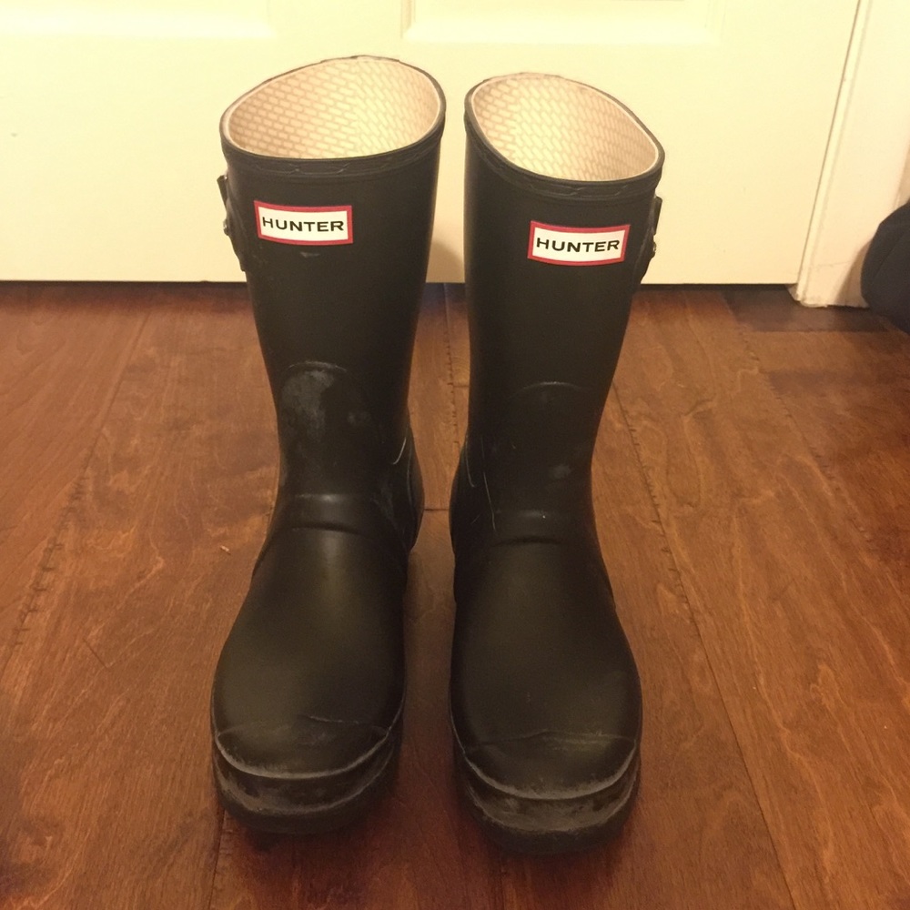Black matte hunter rain boots