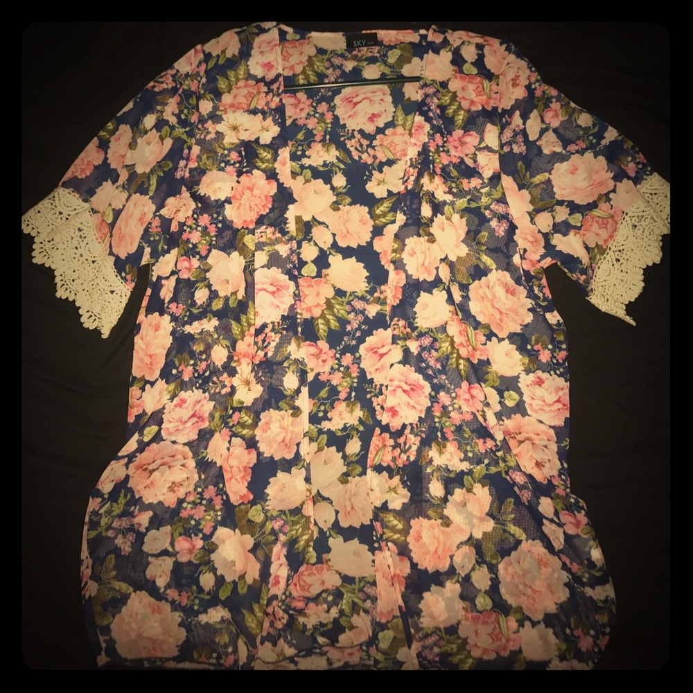 Flower shawl kimono cardigan