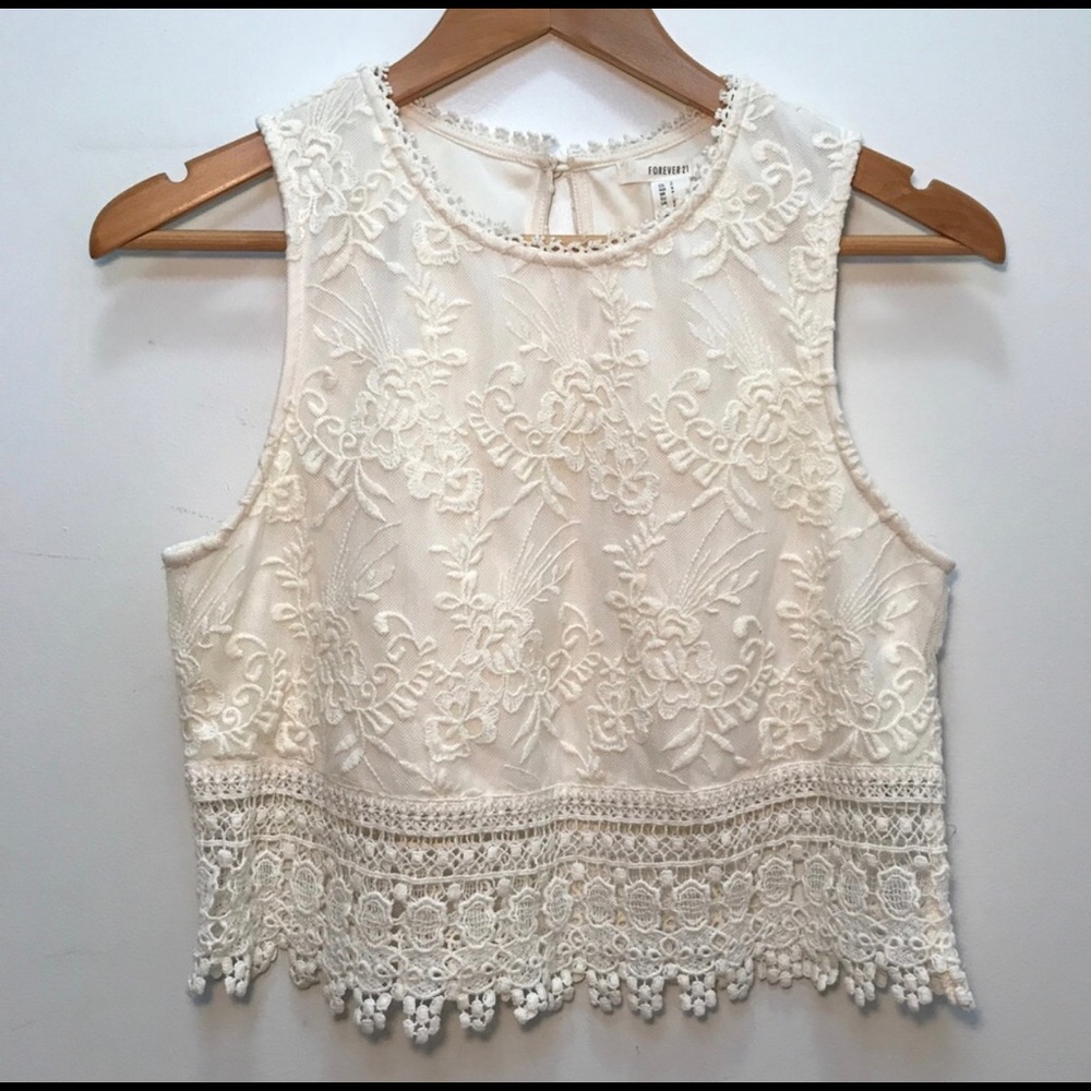 Cream Lace Forever 21 Crop Top