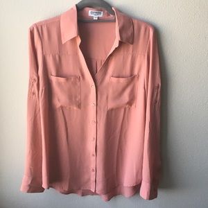 Blush Pink Express Portofino Shirt Slim Fit Blouse