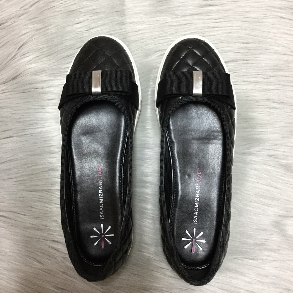 NWT Isaac Mizrahi Black Quilted Leather Flats