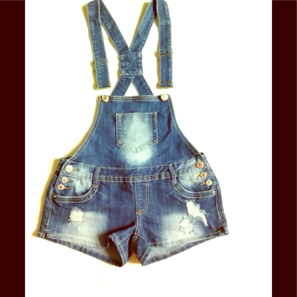 Almost Famous Denim Distressed Romper SIZE 3