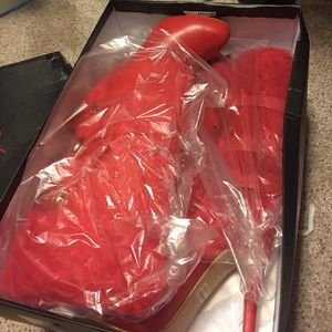 Red high heel boot