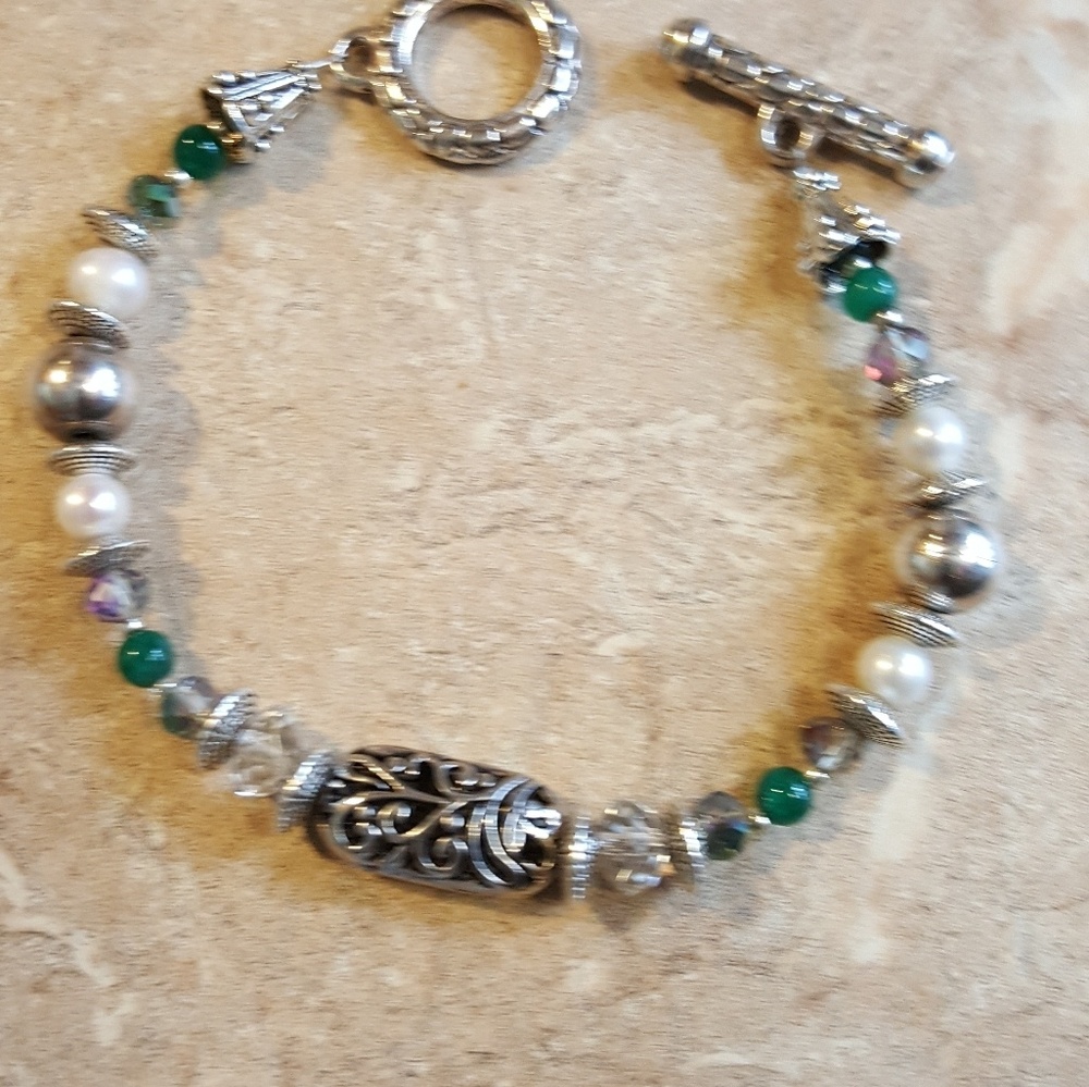SOLD! Natural Indian Emerald Plus-Sized Bracelet