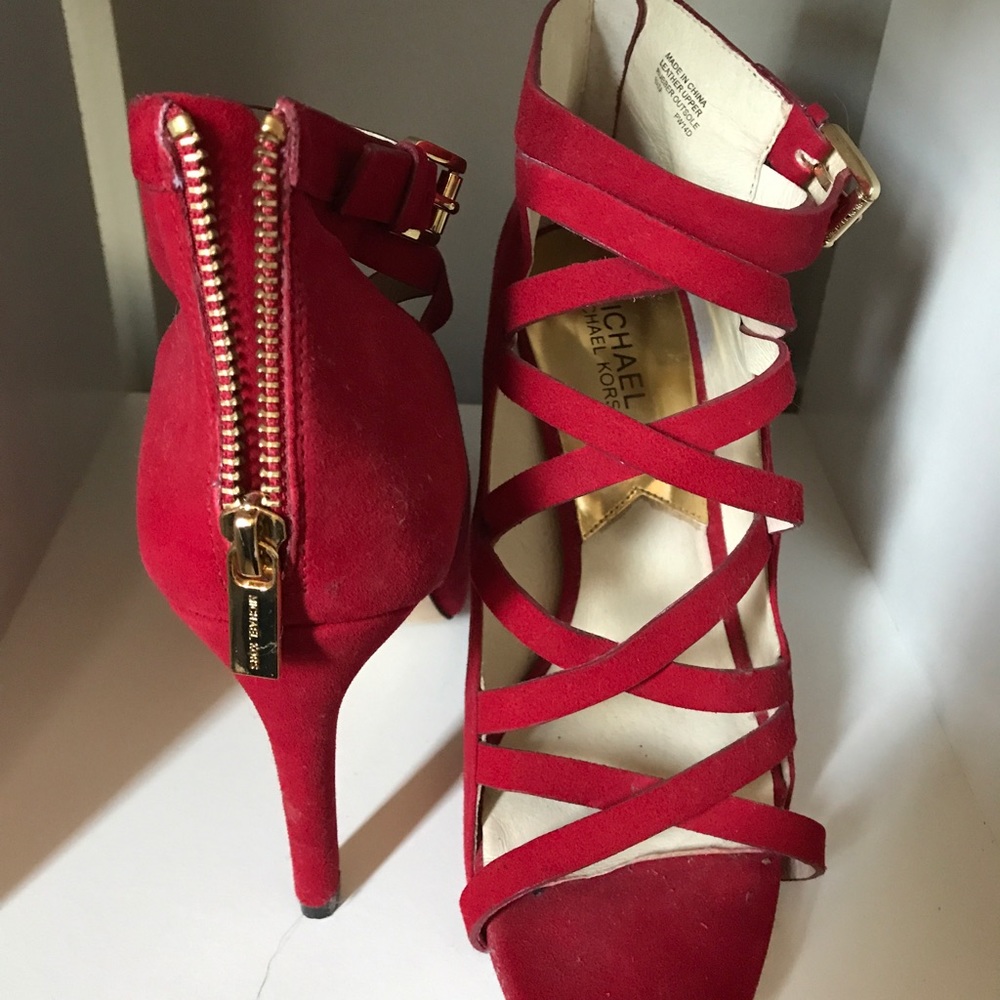 Red strappy heels