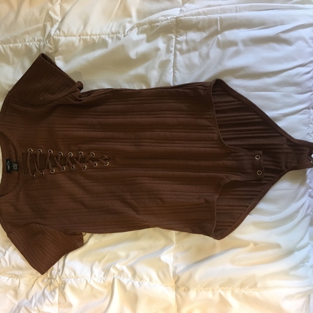lace up ribbed bodysuit