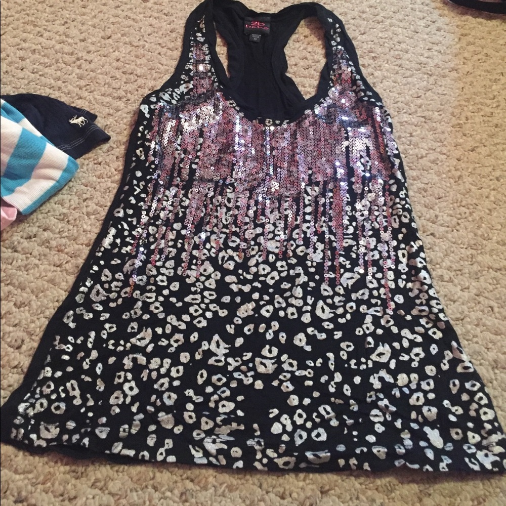 Sequin cheetah tank