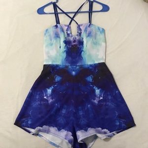 Cute, blue, floral romper